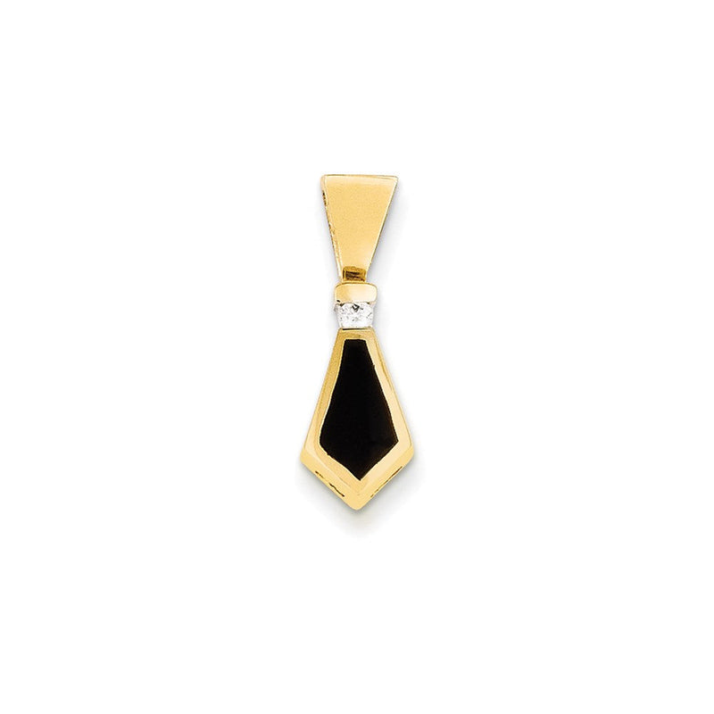 14K Gelbgold Poliert Aa Qualität Completed Diamant & Onyx Anhänger