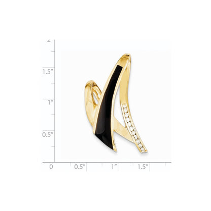 14K Gelbgold Poliert Aa Qualität Completed Diamant/onyx Anhänger