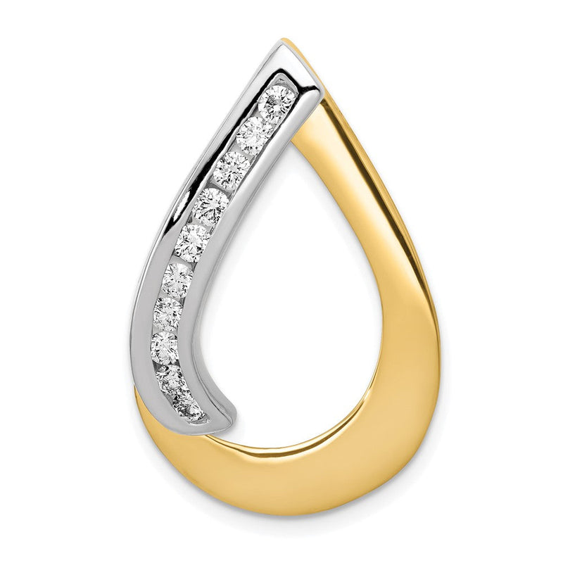 14K Bicolor Diamant-Anhänger, tropfenförmig, 0,38 ct