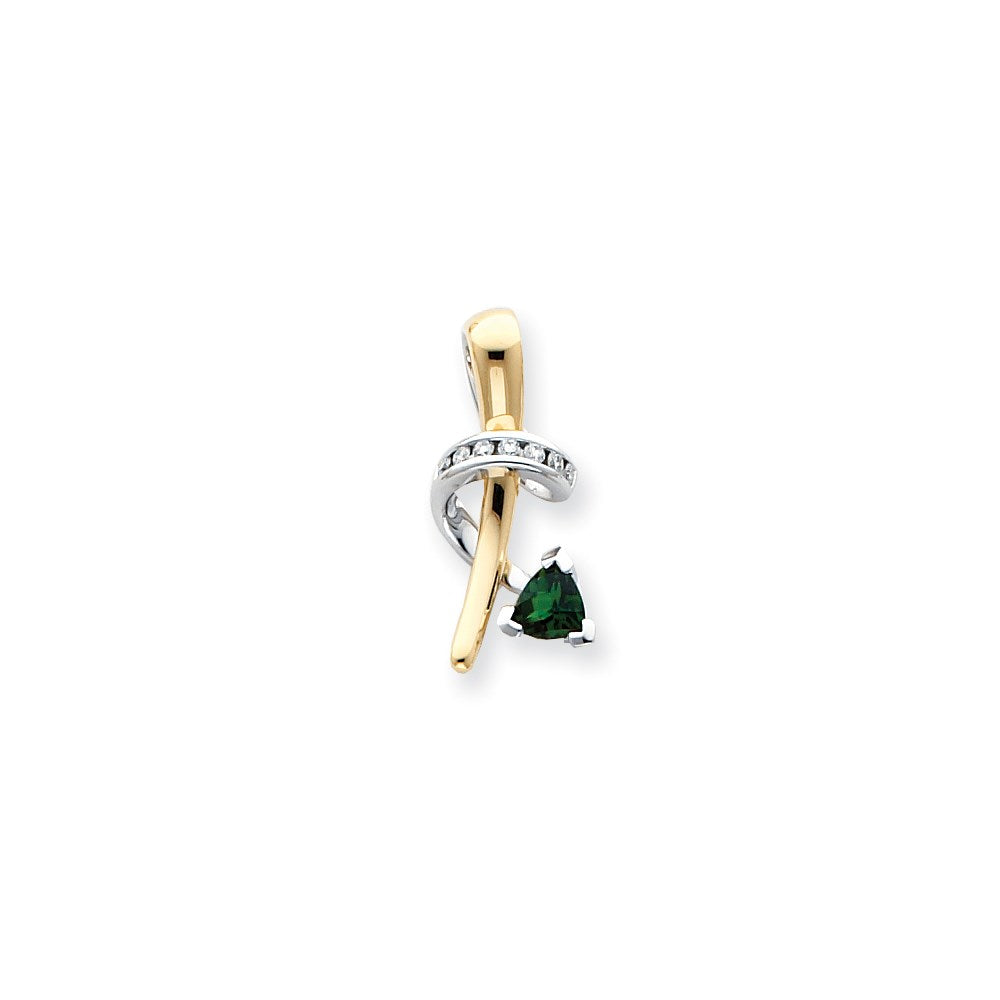 14K Gelbgold Chrome Diopside Diamant Anhänger