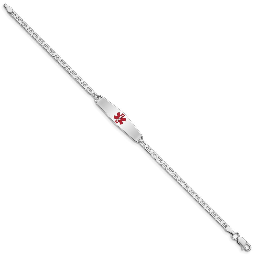 Sterlingsilber Rhodiniert Medizinisch Id Anker Glieder Armband