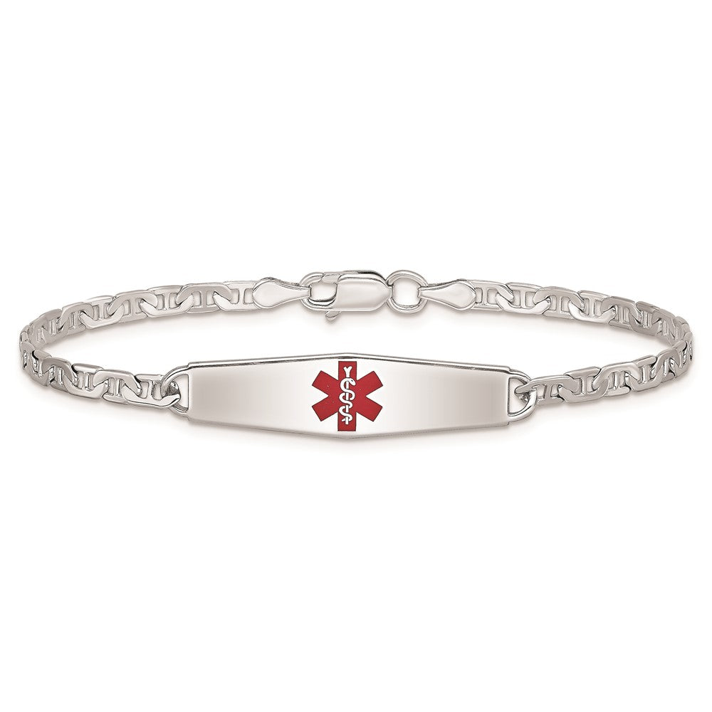 Sterlingsilber Rhodiniert Medizinisch Id Anker Glieder Armband