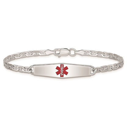 Sterlingsilber Rhodiniert Medizinisch Id Anker Glieder Armband
