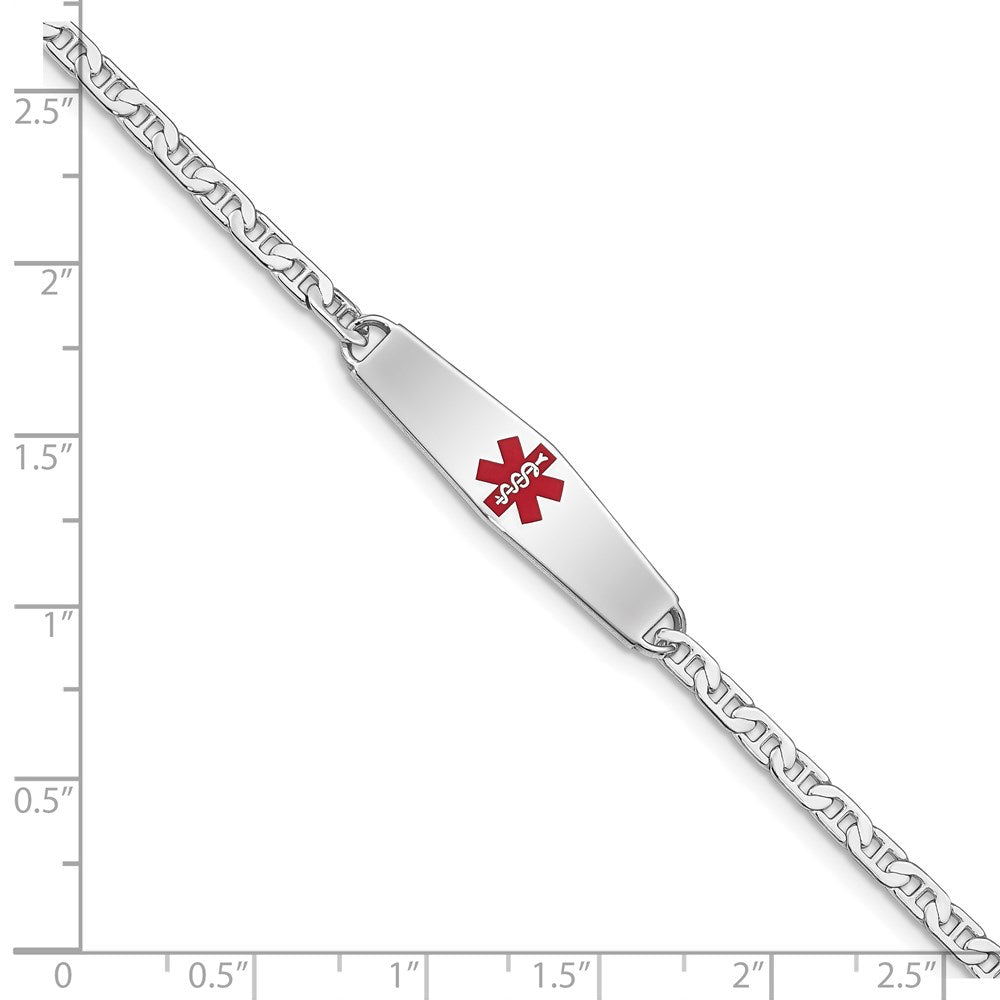Sterlingsilber Rhodiniert Medizinisch Id Anker Glieder Armband