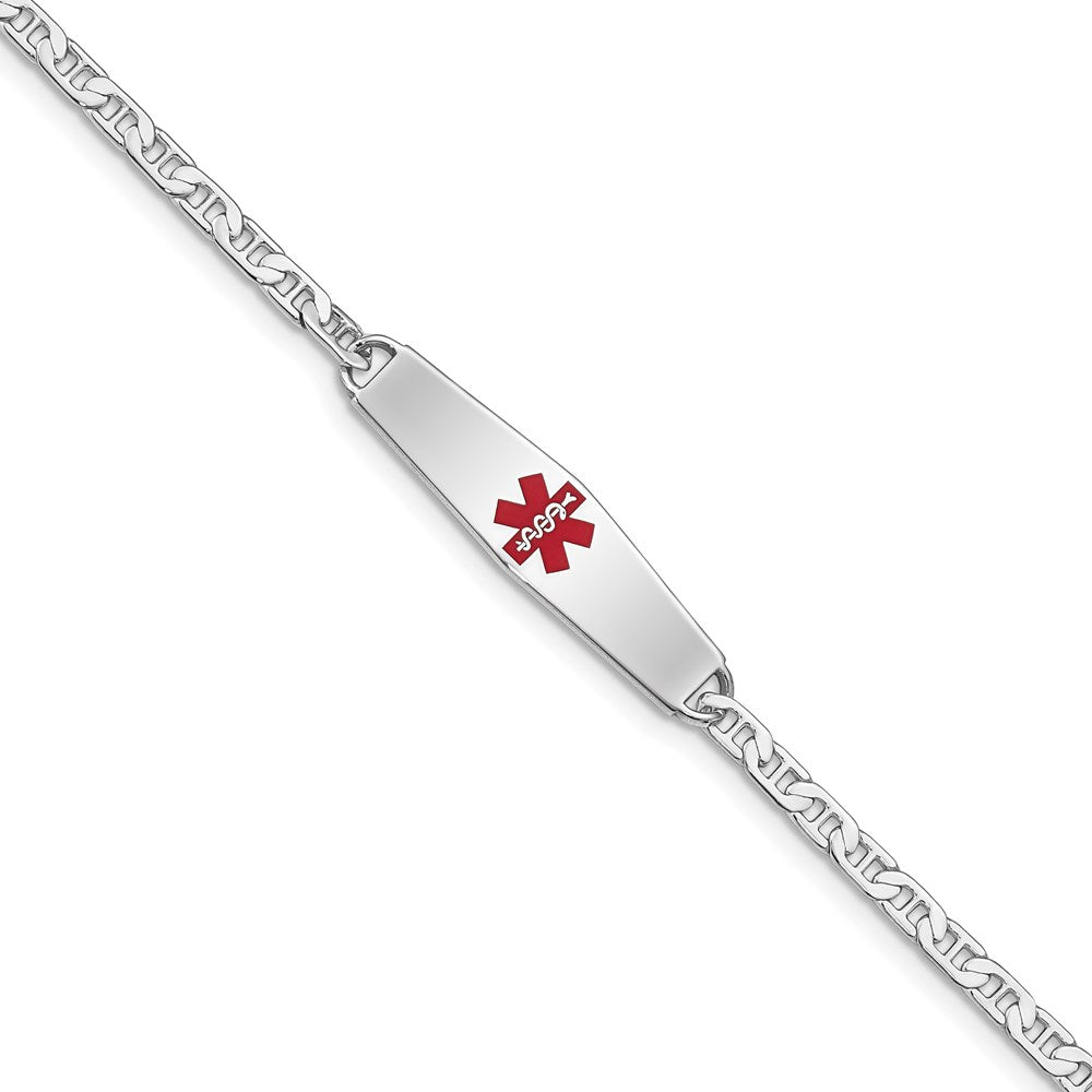 Sterlingsilber Rhodiniert Medizinisch Id Anker Glieder Armband