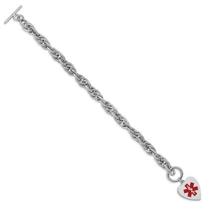 Sterlingsilber Rhodium Gravierbar Emaille Herz Medizinisch Id Armband
