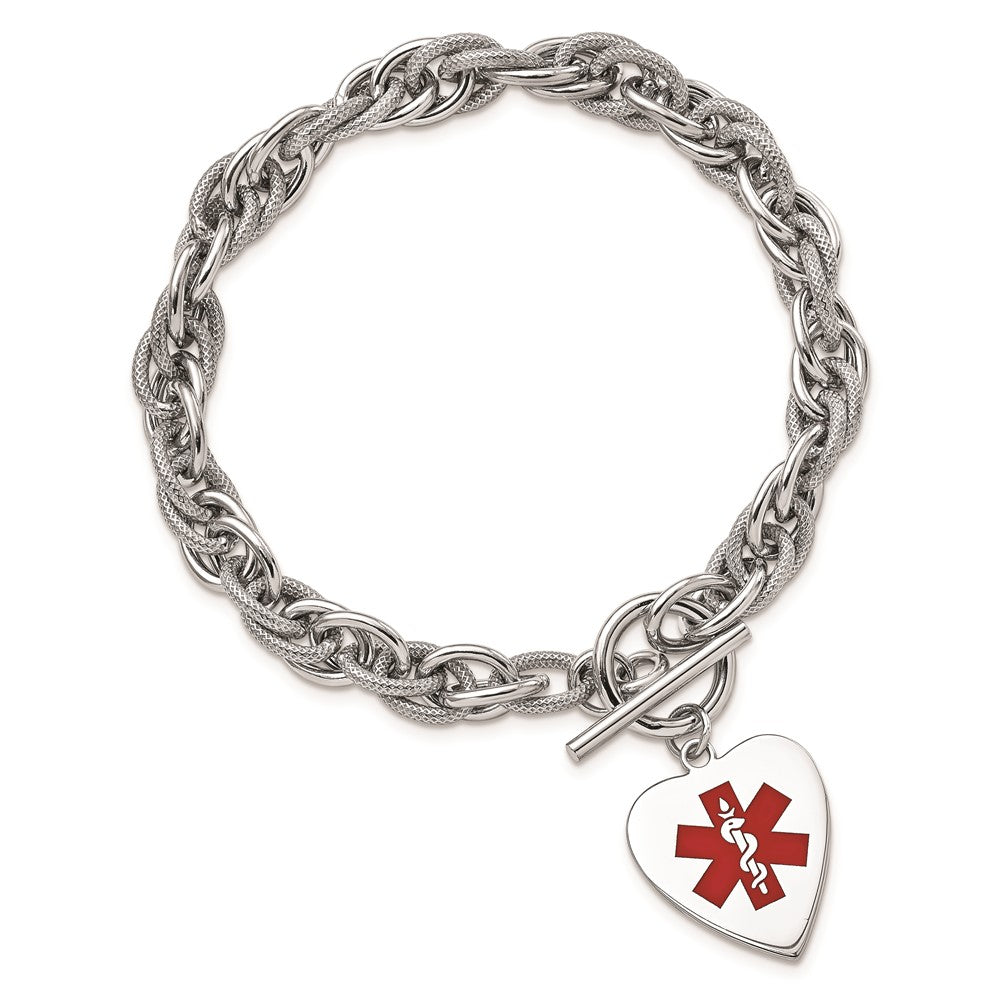 Sterlingsilber Rhodium Gravierbar Emaille Herz Medizinisch Id Armband