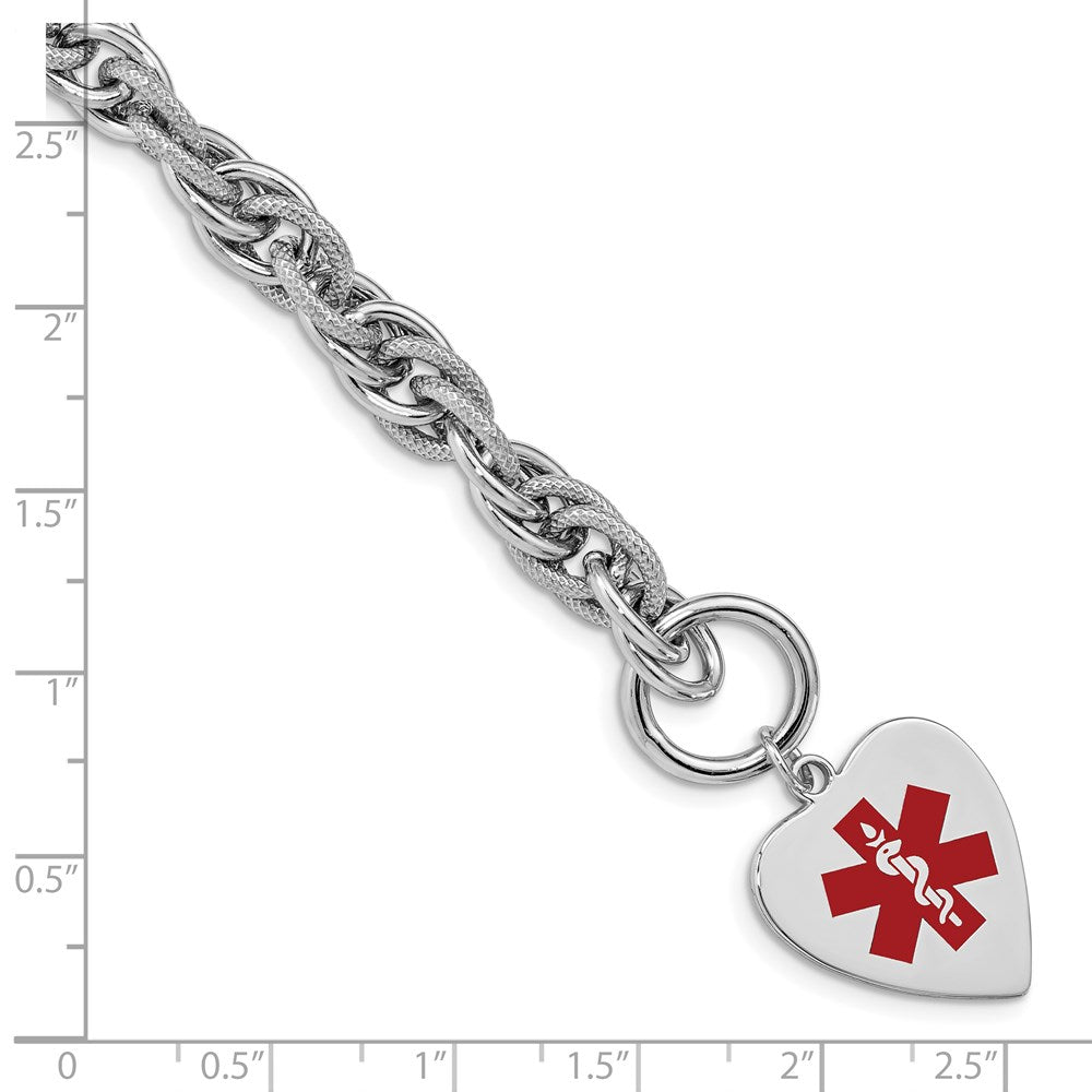 Sterlingsilber Rhodium Gravierbar Emaille Herz Medizinisch Id Armband