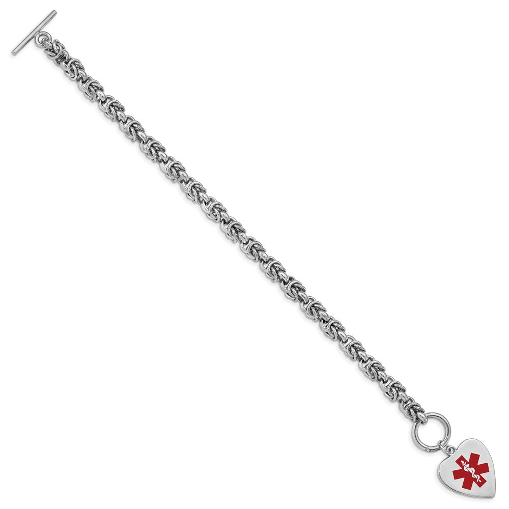 Sterlingsilber Rhodiniert Gravierbar Emaille Herz Medizinisch Id Armband
