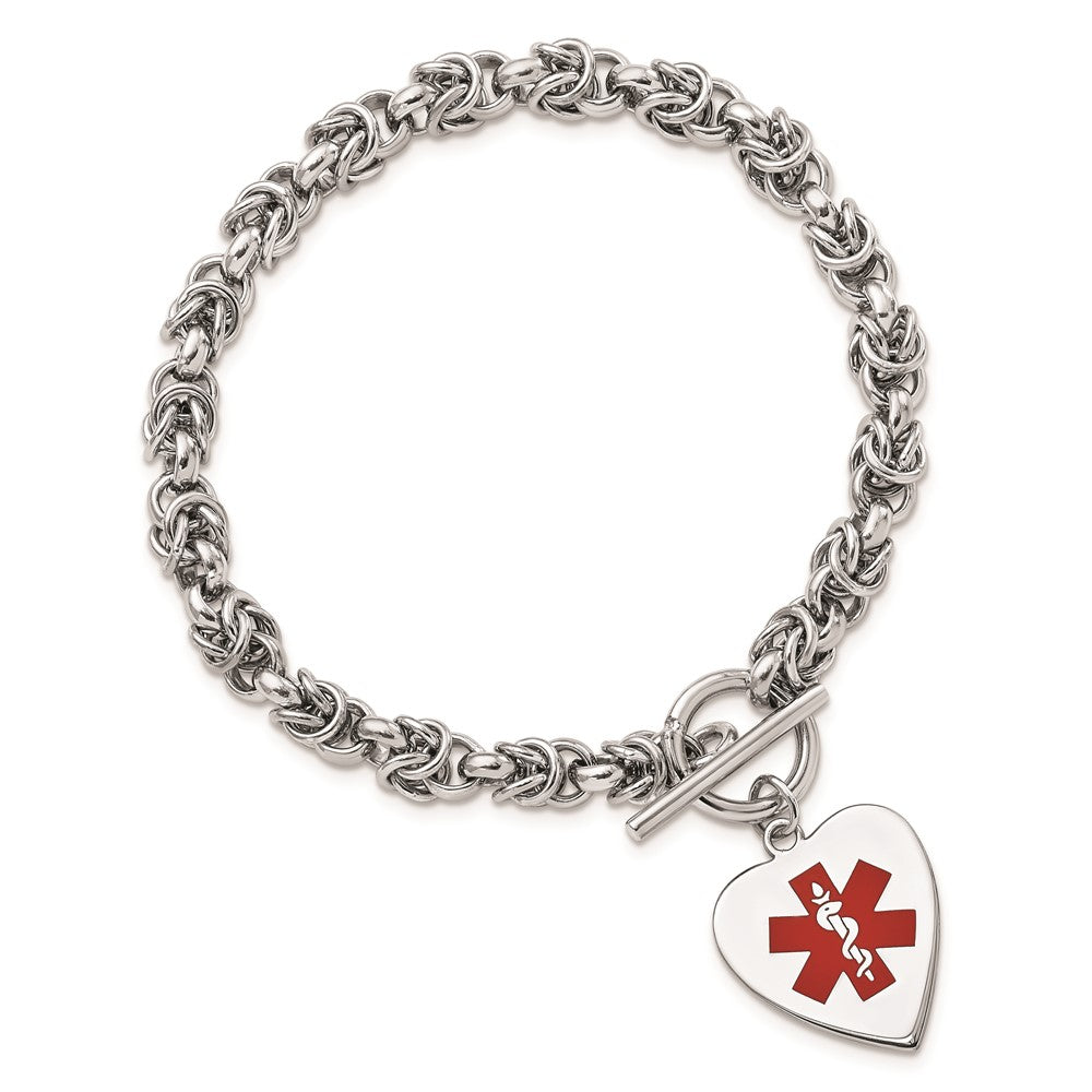Sterlingsilber Rhodiniert Gravierbar Emaille Herz Medizinisch Id Armband