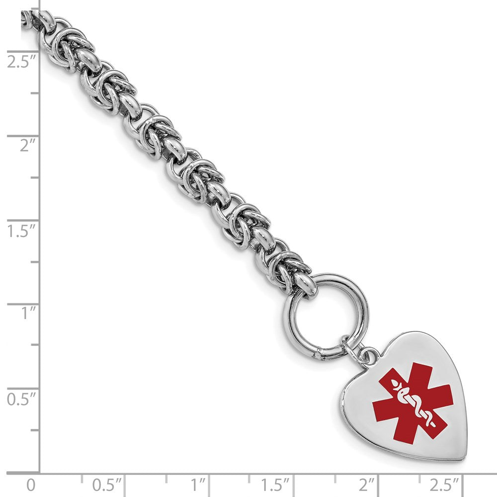 Sterlingsilber Rhodiniert Gravierbar Emaille Herz Medizinisch Id Armband