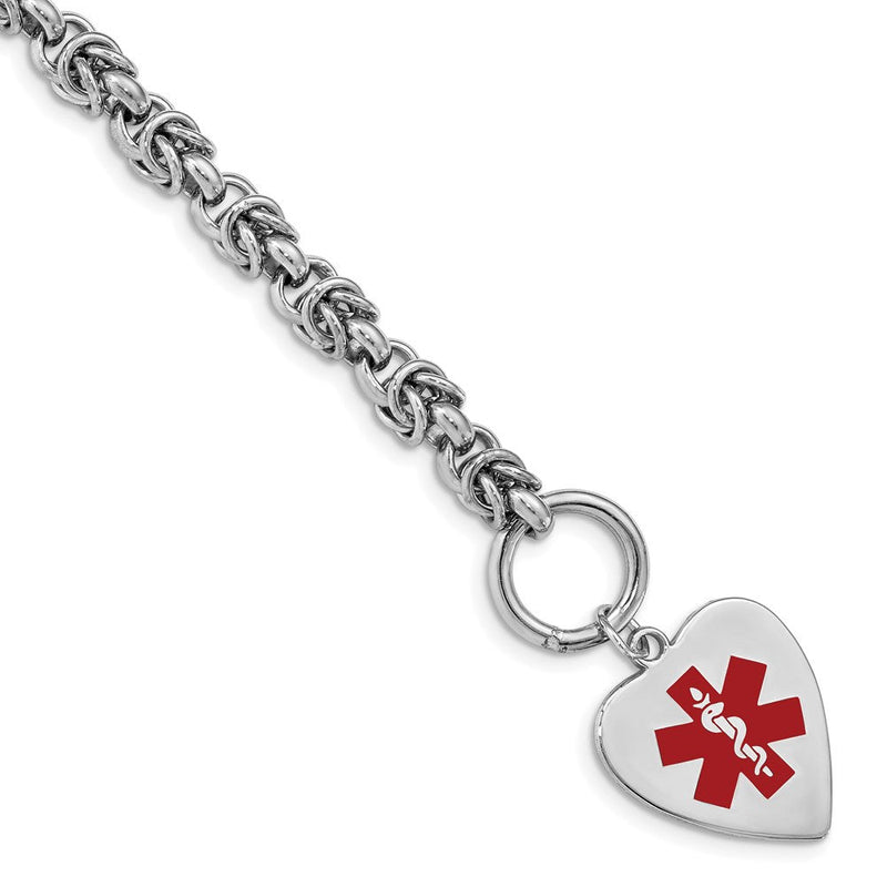 Sterlingsilber Rhodiniert Gravierbar Emaille Herz Medizinisch Id Armband