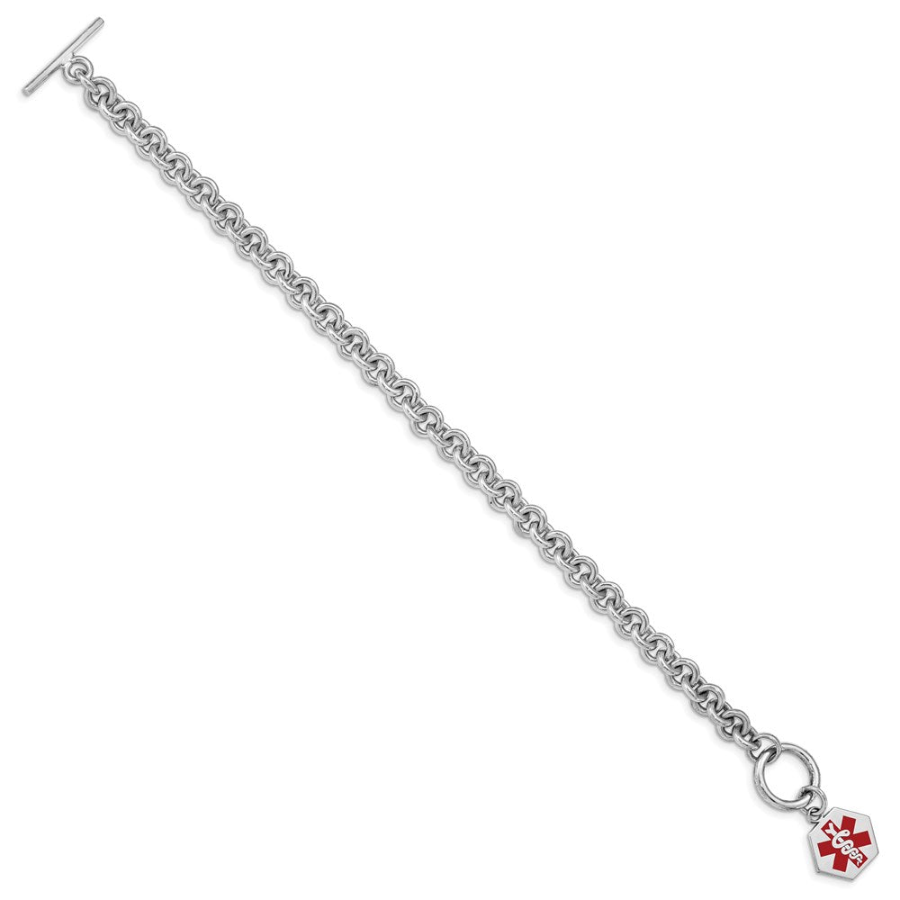 Sterlingsilber Rhodium Gravierbar Emaille Hexagon Medizinisch Id Armband