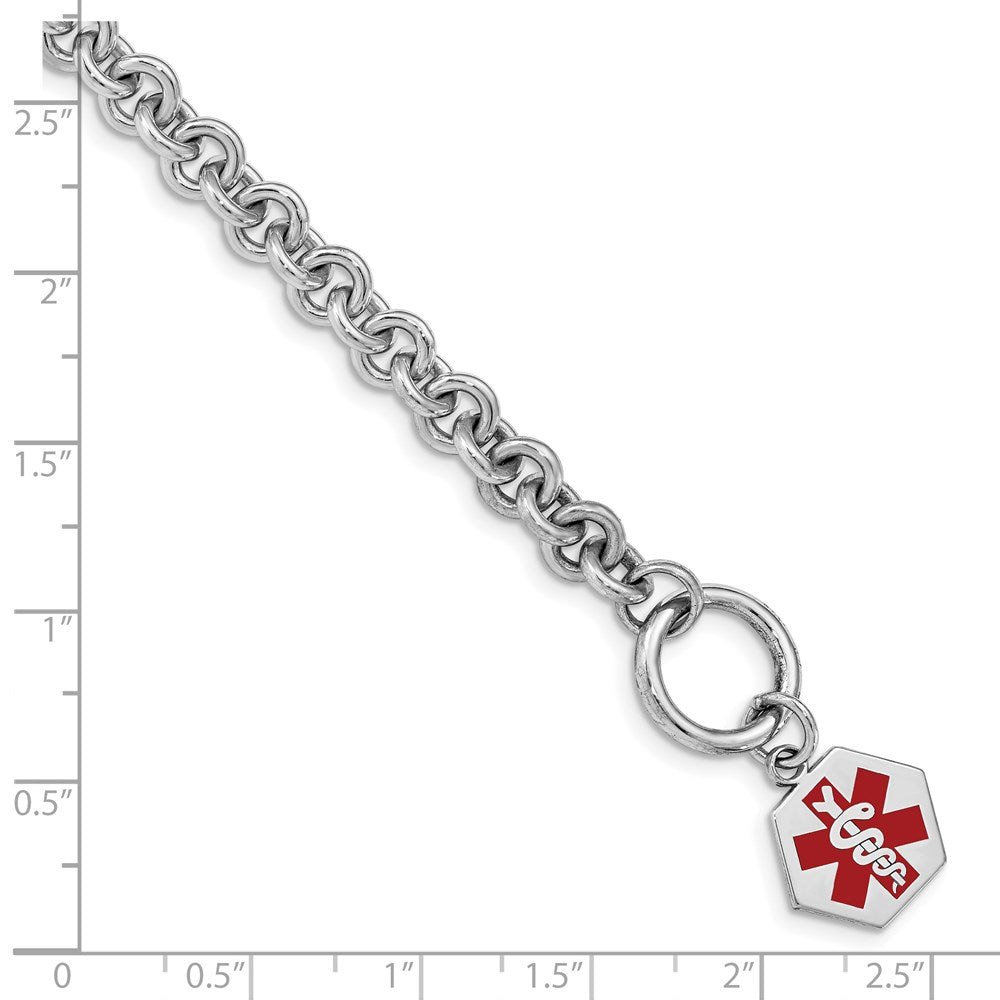 Sterlingsilber Rhodium Gravierbar Emaille Hexagon Medizinisch Id Armband