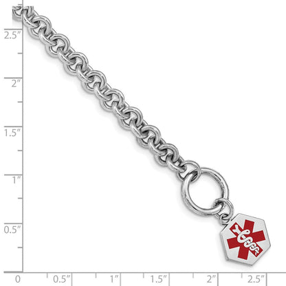 Sterlingsilber Rhodium Gravierbar Emaille Hexagon Medizinisch Id Armband