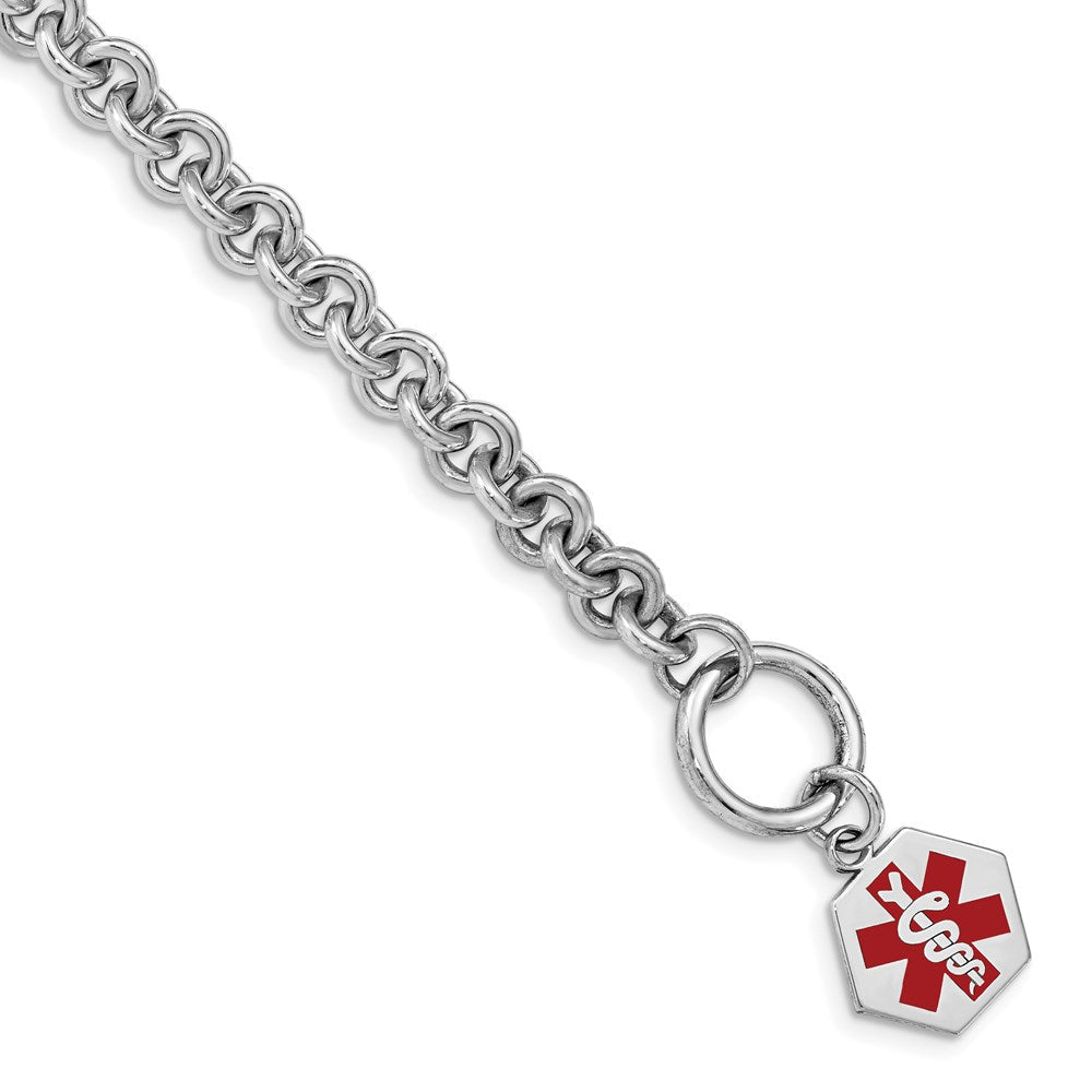 Sterlingsilber Rhodium Gravierbar Emaille Hexagon Medizinisch Id Armband