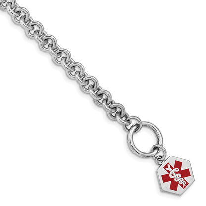 Sterlingsilber Rhodium Gravierbar Emaille Hexagon Medizinisch Id Armband