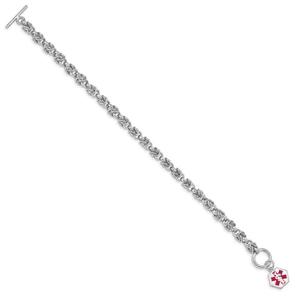 Sterlingsilber Rhodium Gravierbar Emaille Hexagon Medizinisch Id Armband