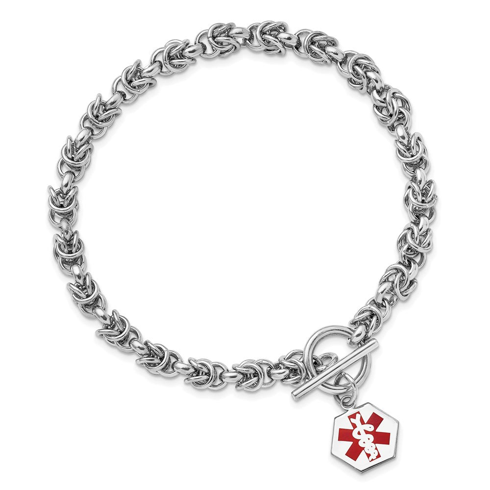 Sterlingsilber Rhodium Gravierbar Emaille Hexagon Medizinisch Id Armband