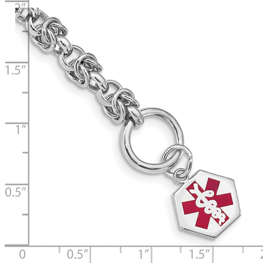 Sterlingsilber Rhodium Gravierbar Emaille Hexagon Medizinisch Id Armband