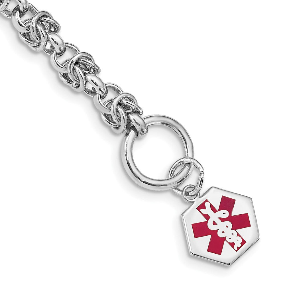 Sterlingsilber Rhodium Gravierbar Emaille Hexagon Medizinisch Id Armband