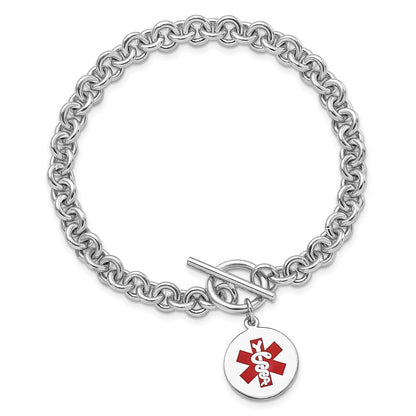 Sterlingsilber Rhodium Gravierbar Emaille Plättchen Medizinisch Id Armband