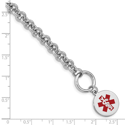 Sterlingsilber Rhodium Gravierbar Emaille Plättchen Medizinisch Id Armband