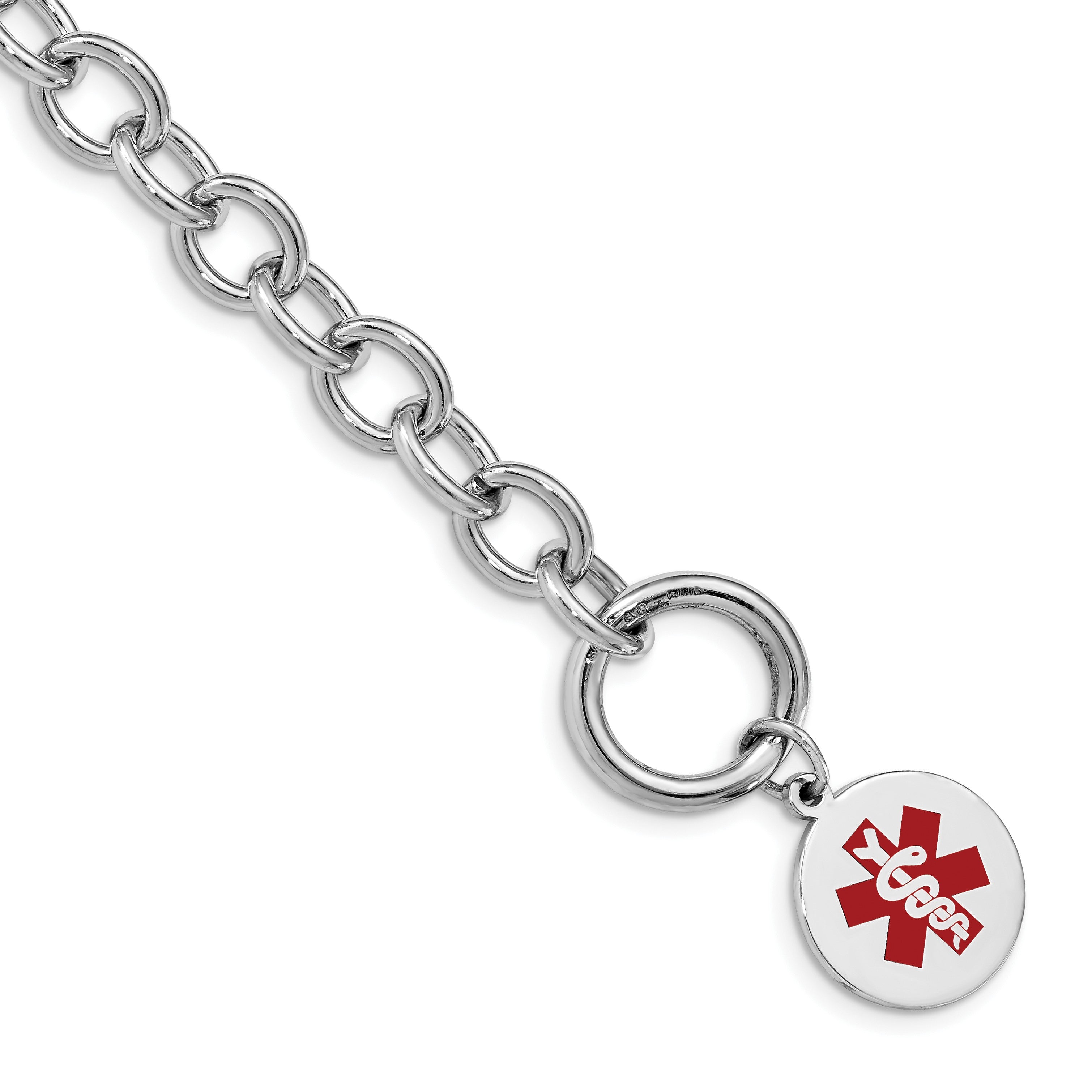 Sterlingsilber Rhodium Gravierbar Emaille Plättchen Medizinisch Id Armband