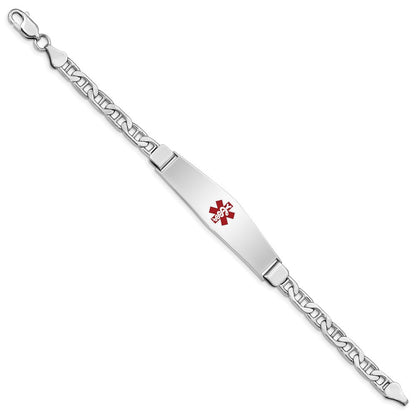 Sterlingsilber Rhodiniert Medizinisch Id Anker Glieder Armband