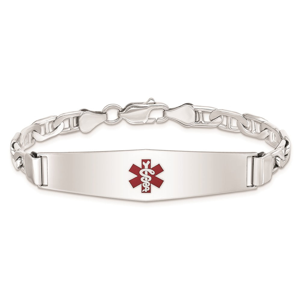 Sterlingsilber Rhodiniert Medizinisch Id Anker Glieder Armband