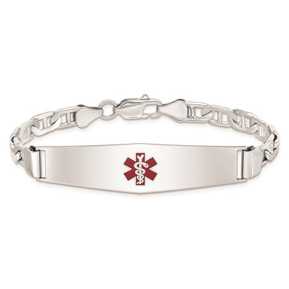 Sterlingsilber Rhodiniert Medizinisch Id Anker Glieder Armband