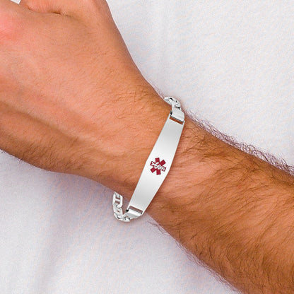 Sterlingsilber Rhodiniert Medizinisch Id Anker Glieder Armband