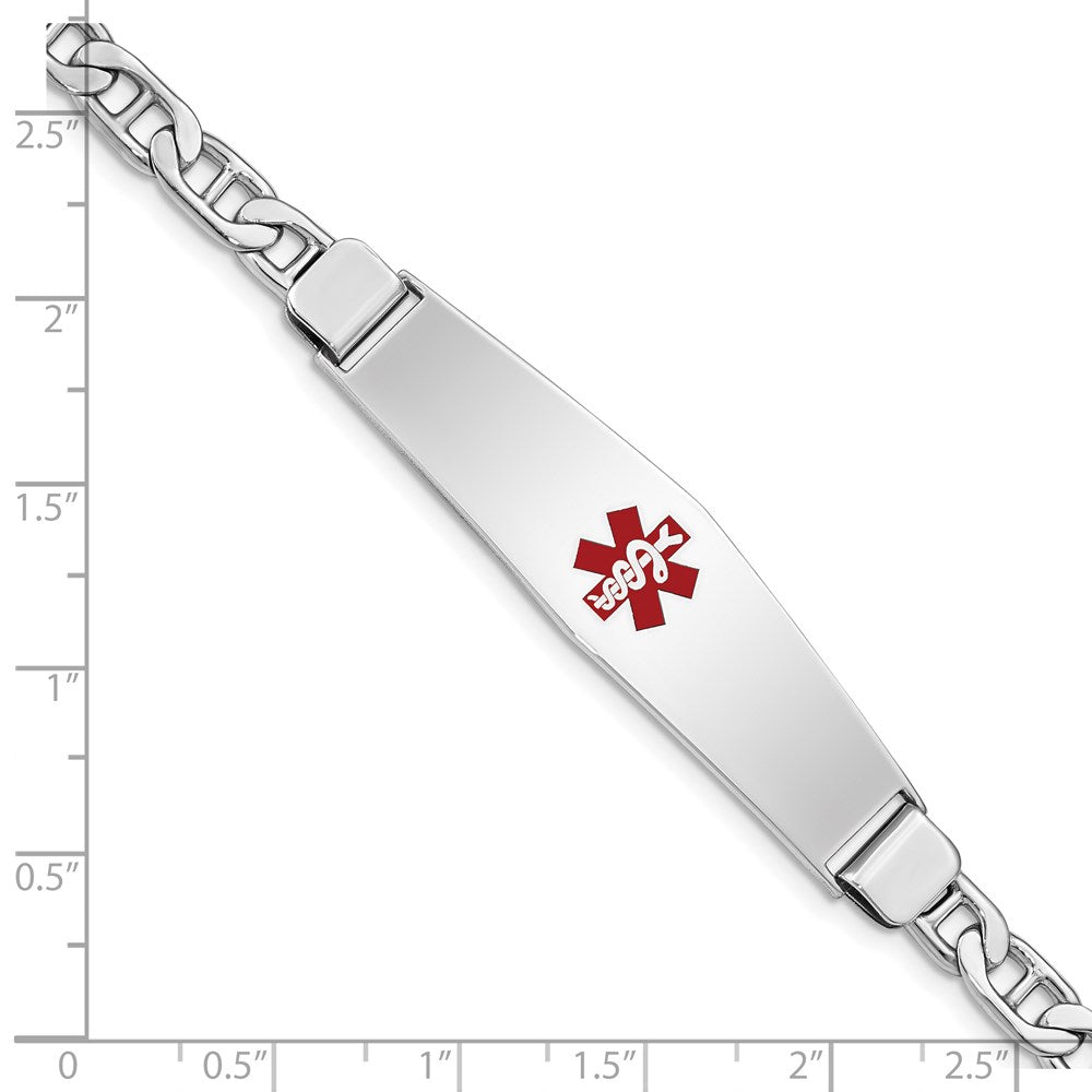 Sterlingsilber Rhodiniert Medizinisch Id Anker Glieder Armband