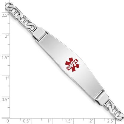 Sterlingsilber Rhodiniert Medizinisch Id Anker Glieder Armband