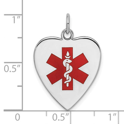Sterlingsilber Rhodiniert Gravierbar Emaille Sm.heart Medizinisch Anhänger