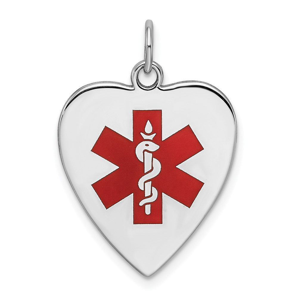 Sterlingsilber Rhodiniert Gravierbar Emaille Sm.heart Medizinisch Anhänger