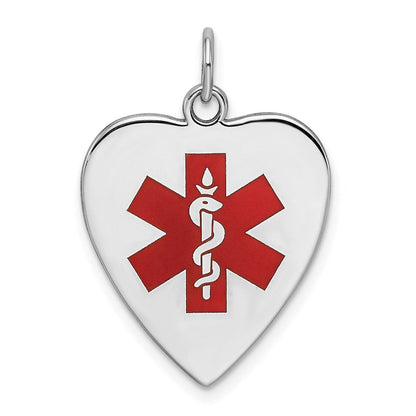 Sterlingsilber Rhodiniert Gravierbar Emaille Sm.heart Medizinisch Anhänger