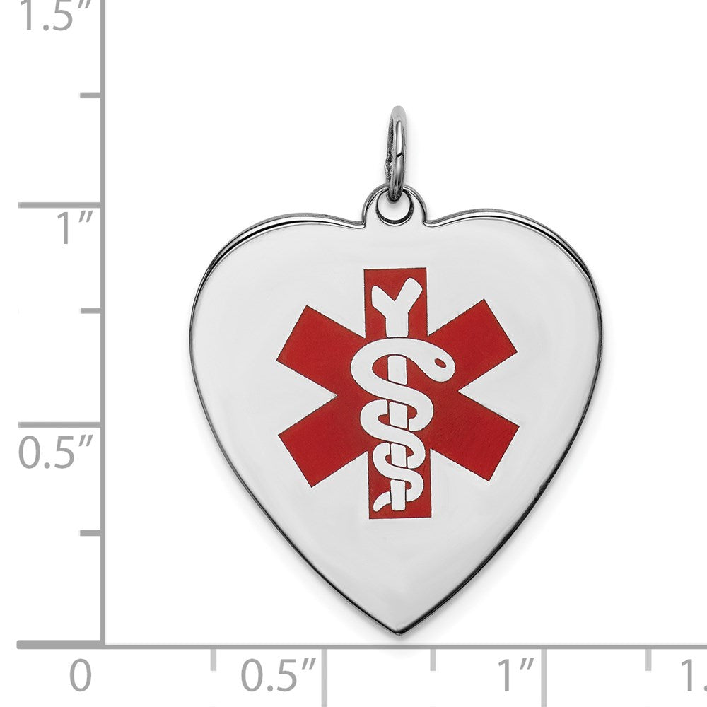 Sterlingsilber Rhodiniert Gravierbar Emaille Lg.heart Medizinisch Anhänger