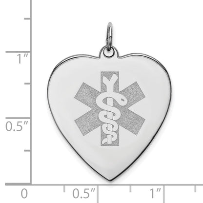 Sterlingsilber Rhodium Gravierbar Non Emailliert Herz Medizinisch Anhänger