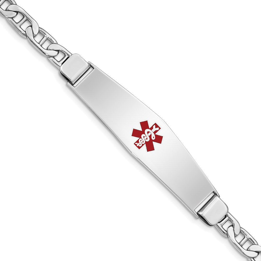 Sterlingsilber Rhodiniert Medizinisch Id Anker Glieder Armband