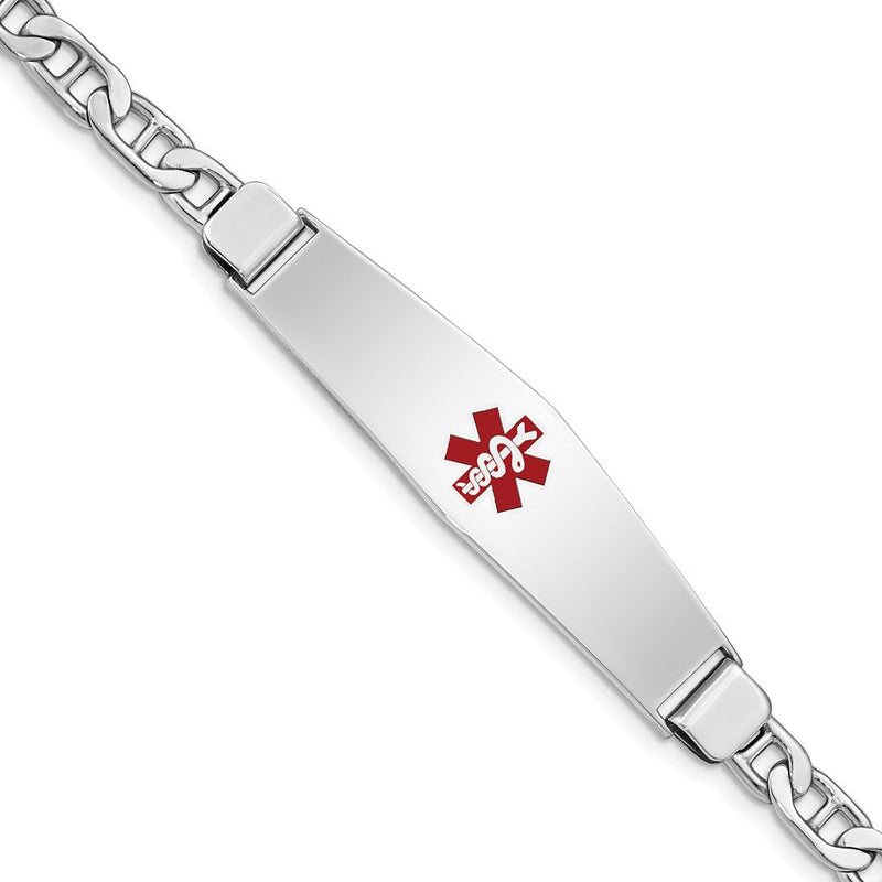 Sterlingsilber Rhodiniert Medizinisch Id Anker Glieder Armband
