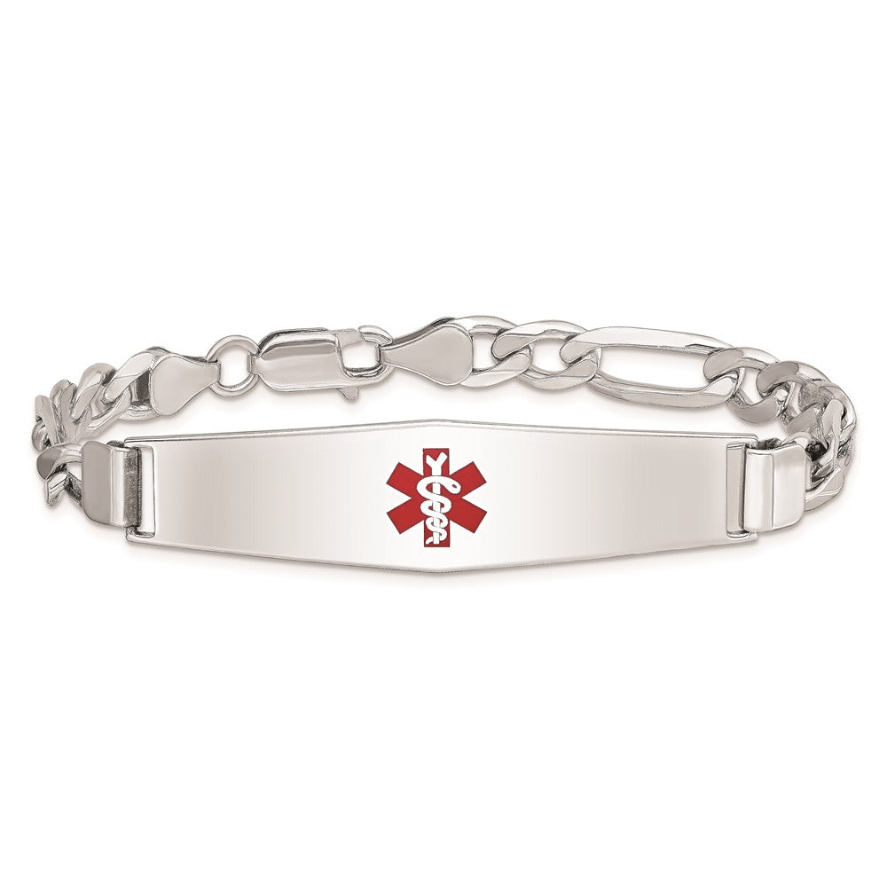 Sterlingsilber Rhodiniert Medizinisch Id Figaro Glieder Armband