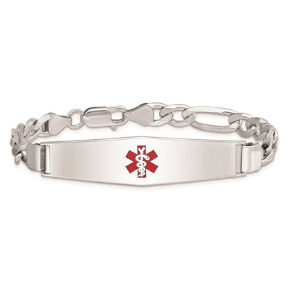 Sterlingsilber Rhodiniert Medizinisch Id Figaro Glieder Armband