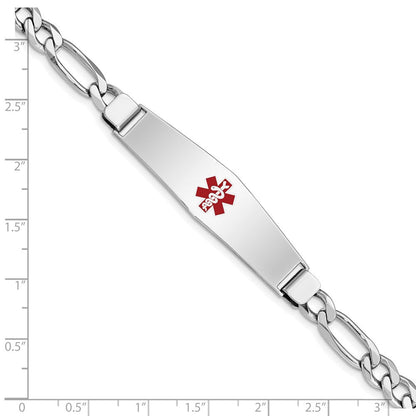 Sterlingsilber Rhodiniert Medizinisch Id Figaro Glieder Armband