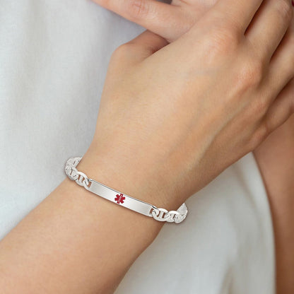 Sterlingsilber Poliert Medizinisch Anker Glieder Id Armband