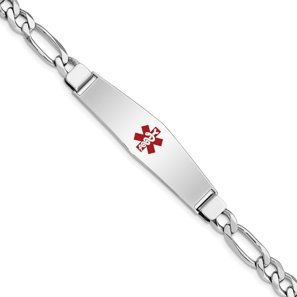 Sterlingsilber Rhodiniert Medizinisch Id Figaro Glieder Armband