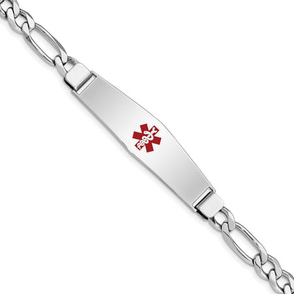 Sterlingsilber Rhodiniert Medizinisch Id Figaro Glieder Armband