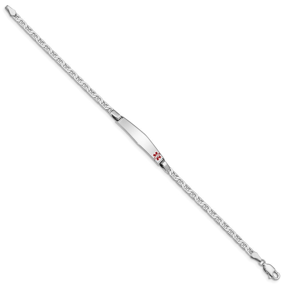 Sterlingsilber Rhodiniert Medizinisch Id Anker Glieder Armband