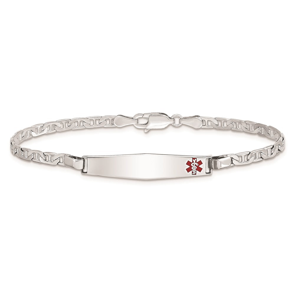 Sterlingsilber Rhodiniert Medizinisch Id Anker Glieder Armband