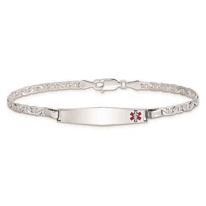 Sterlingsilber Rhodiniert Medizinisch Id Anker Glieder Armband